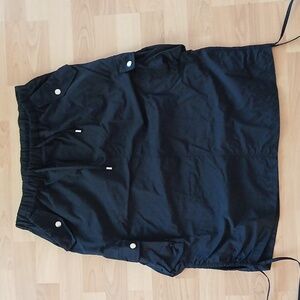 Black Goth Punk Grunge Drawstring Scrub Medical Nurse Skirt Sz L